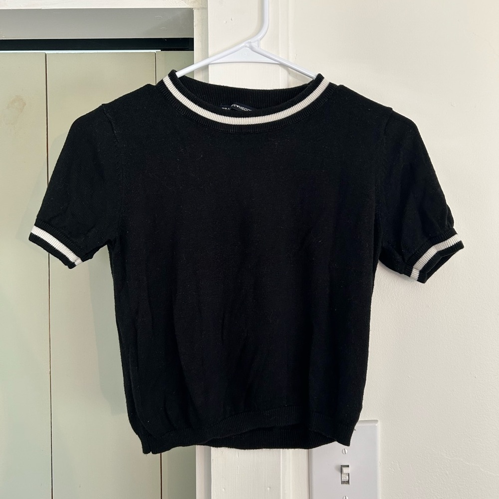 Brandy Melville Black Short Sleeve Knit Top